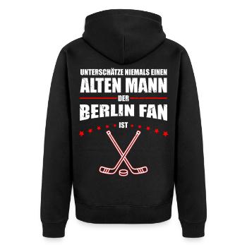 Alter Mann - Berlin Eishockey Fan | Retro - Unisex Premium Organic Zip Hoodie - black - Back - Nico (187cm)