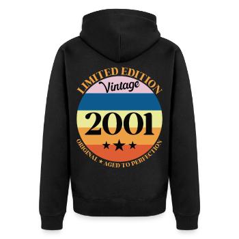 2001 Anniversaire Vintage Cadeau d'Anniversaire - Veste à capuche bio Premium Unisexe - noir - Dos - Nico (187cm)