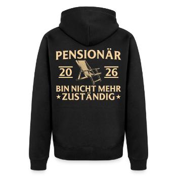 Pensioner 2026 deckchair - No longer responsible - Unisex Premium Organic Zip Hoodie - black - Back - Nico (187cm)