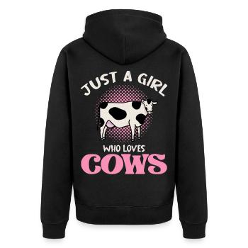 Juste une fille qui aime les vaches - Veste à capuche bio Premium Unisexe - noir - Dos - Nico (187cm)