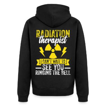 Radiologietechniker Strahlentechniker Strahlenabzeichen - Unisex Premium Bio Zip Hoodie - Schwarz - Hinten - Nico (187cm)