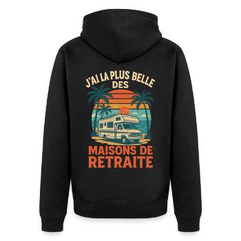 Maison de retraite camping car vintage - Veste à capuche bio Premium Unisexe - noir - Dos - Nico (187cm)