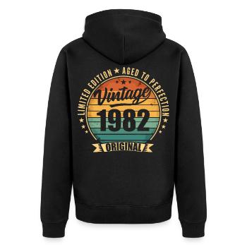 Millésime 1982 Anniversaire Limited Edition 1982 - Veste à capuche bio Premium Unisexe - noir - Dos - Nico (187cm)