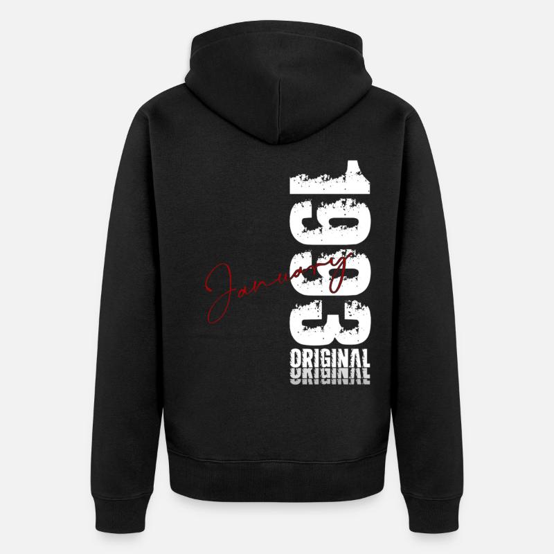 33e anniversaire Original janvier 1993 - Veste à capuche bio Premium Unisexe - noir