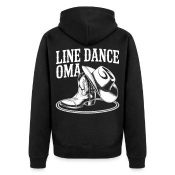 Line Dance Oma Motiv - Unisex Premium Bio Zip Hoodie - Schwarz - Hinten - Nico (187cm)