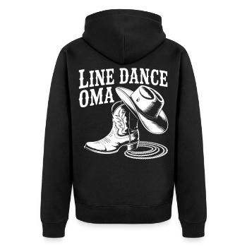 Line Dance Oma Cowboy Boots - Unisex Premium Bio Zip Hoodie - Schwarz - Hinten - Nico (187cm)