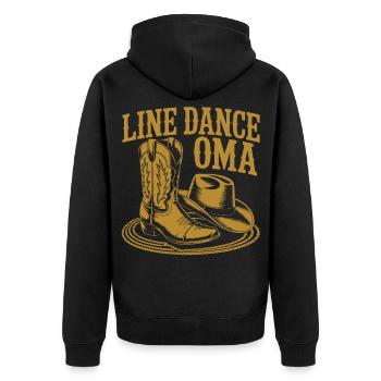 Line Dance Oma Boots Hat - Unisex Premium Bio Zip Hoodie - Schwarz - Hinten - Nico (187cm)