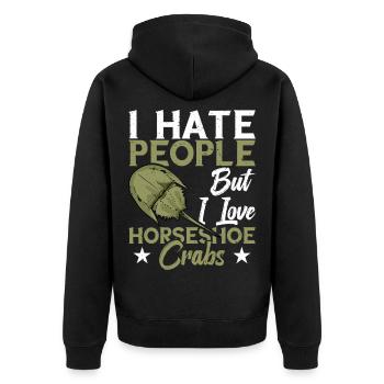 Hufeisenkrabben-Fächer-Enzyklokunst-Fossilienliebhaber - Unisex Premium Bio Zip Hoodie - Schwarz - Hinten - Nico (187cm)