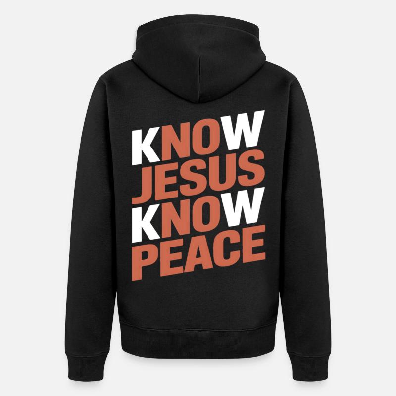 Connais Jésus, connais la paix - Veste à capuche bio Premium Unisexe - noir