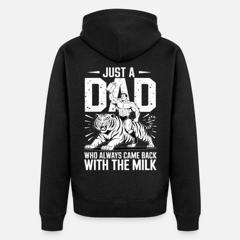 Milch Papa Tigerheld - Unisex Premium Bio Zip Hoodie - Schwarz