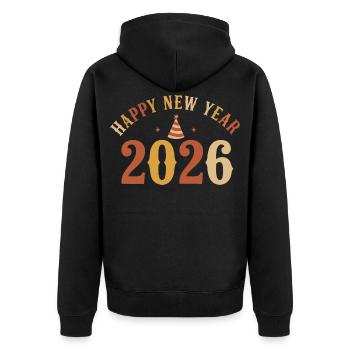 Fête du réveillon du Nouvel An 2026 - Veste à capuche bio Premium Unisexe - noir - Dos - Nico (187cm)