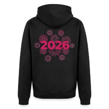 2026 Fireworks New Year's Eve Celebration - Unisex Premium Organic Zip Hoodie - black - Back - Nico (187cm)