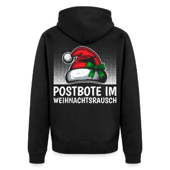 POSTBOTE IM WEIHNACHTSRAUSCH Lustiges - Unisex Premium Bio Zip Hoodie - Schwarz - Hinten - Nico (187cm)