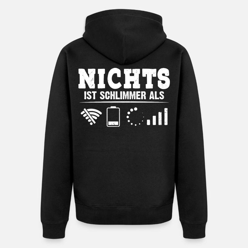 Coder NICHTS IST SCHLIMMER ALS LUSTIG - Unisex Premium Bio Zip Hoodie - Schwarz