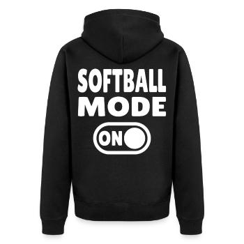 Softball Mode ON - Unisex Premium Organic Zip Hoodie - black - Back - Nico (187cm)