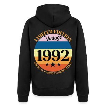 1992 Vintage Birthday Gift 92 - Unisex Premium Organic Zip Hoodie - black - Back - Nico (187cm)