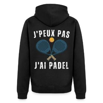 I can't I have padel - Unisex Premium Organic Zip Hoodie - black - Back - Nico (187cm)