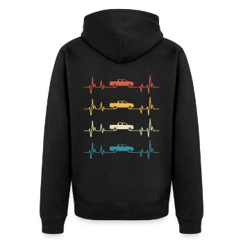 Pick-up Retro-Heartbeat-Geländewagen - Unisex Premium Bio Zip Hoodie - Schwarz - Hinten - Nico (187cm)