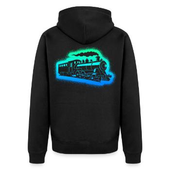 Locomotive à vapeur Trains miniatures Boys Men Railway - Veste à capuche bio Premium Unisexe - noir - Dos - Nico (187cm)