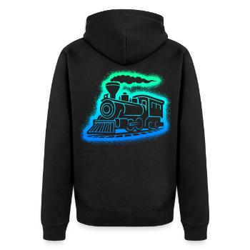 Locomotive à vapeur Trains miniatures Hommes Boys Railway - Veste à capuche bio Premium Unisexe - noir - Dos - Nico (187cm)