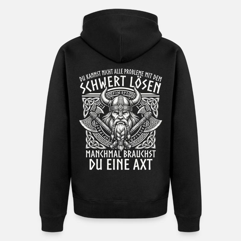 Vikings comiques : Le Brave Guerrier - Veste à capuche bio Premium Unisexe - noir