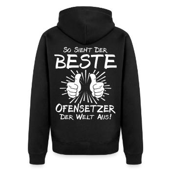 Best Stove Fitter - Unisex Premium Organic Zip Hoodie - black - Back - Nico (187cm)