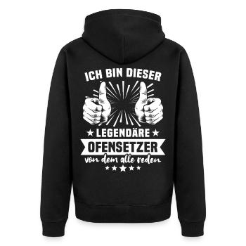 Stove Fitter Legend - Unisex Premium Organic Zip Hoodie - black - Back - Nico (187cm)