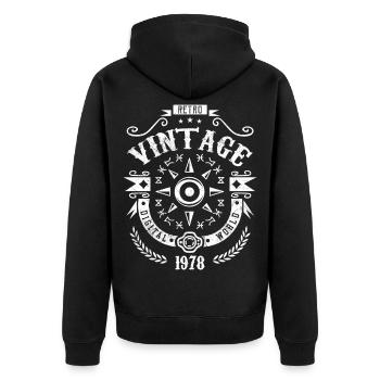 Vintage 1978 Vintage Original Birthday 1978 - Unisex Premium Organic Zip Hoodie - black - Back - Nico (187cm)