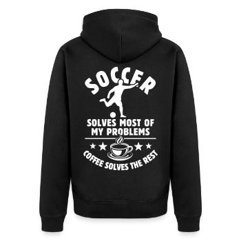 Le football résout la plupart de mes problèmes Cadeau café - Veste à capuche bio Premium Unisexe - noir - Dos - Nico (187cm)