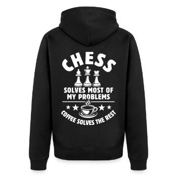 Les échecs résolvent la plupart de mes problèmes - Cadeau de café - Veste à capuche bio Premium Unisexe - noir - Dos - Nico (187cm)