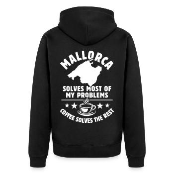 Majorque résout la plupart de mes problèmes - Café - Veste à capuche bio Premium Unisexe - noir - Dos - Nico (187cm)