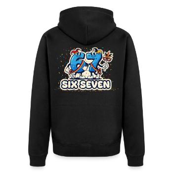 67 Six Seven Meme Costume Carnaval Carnaval 6 7 - Veste à capuche bio Premium Unisexe - noir - Dos - Nico (187cm)