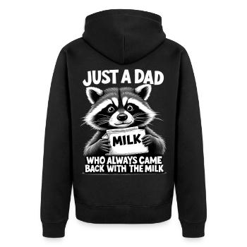 Mème du Papa Laveur et du Lait - Veste à capuche bio Premium Unisexe - noir - Dos - Nico (187cm)