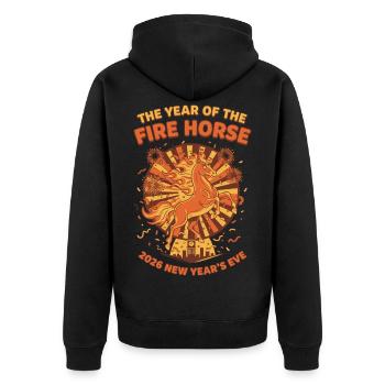 The Year Of The Fire Horse 2026 New Year's Eve - Unisex Premium Organic Zip Hoodie - black - Back - Nico (187cm)