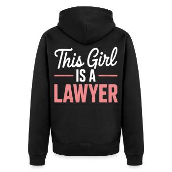 This girl is a lawyer - Unisex Premium Organic Zip Hoodie - black - Back - Nico (187cm)