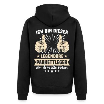 Parkettleger Sprüche - Unisex Premium Bio Zip Hoodie - Schwarz - Hinten - Nico (187cm)