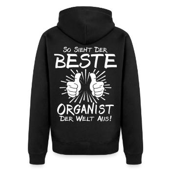 Bester Organist - Unisex Premium Bio Zip Hoodie - Schwarz - Hinten - Nico (187cm)