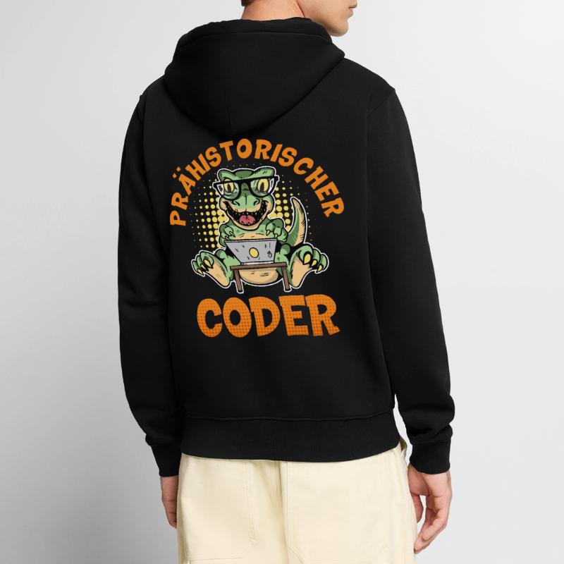 Coding PREHISTORIC CODER Fun Unisex Premium Organic Zip Hoodie