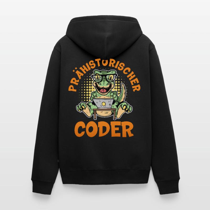Coding PRÄHISTORISCHER CODER Lustiges Unisex Premium Bio Zip Hoodie