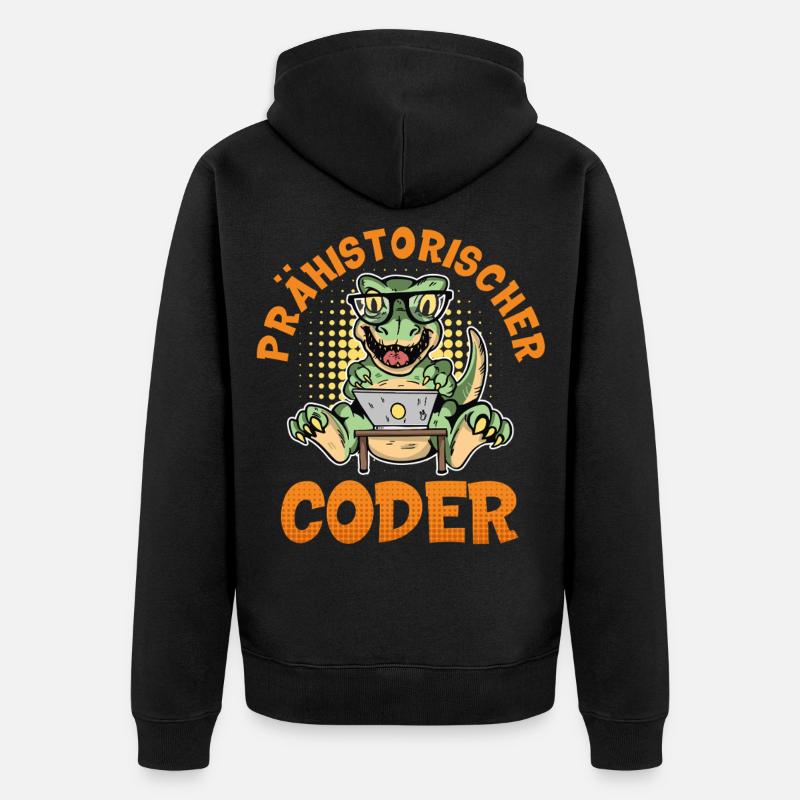 Coding PRÄHISTORISCHER CODER Lustiges - Unisex Premium Bio Zip Hoodie - Schwarz