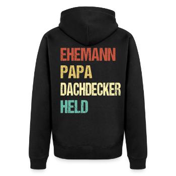 Papa couvreur - Veste à capuche bio Premium Unisexe - noir - Dos - Nico (187cm)
