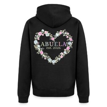 Sie ist Großmutter. 2026 Geschenk für Großmütter - Unisex Premium Bio Zip Hoodie - Schwarz - Hinten - Nico (187cm)