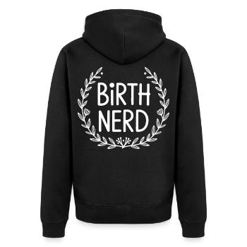 Nerd de la naissance avec une couronne de laurier - Veste à capuche bio Premium Unisexe - noir - Dos - Nico (187cm)