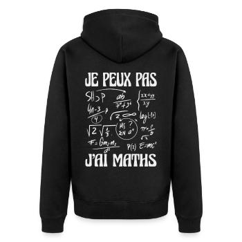 Je peux pas j’ai maths Humour mathématiques - Veste à capuche bio Premium Unisexe - noir - Dos - Nico (187cm)