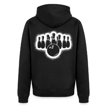 Bowler Boys Kids Men's Bowling - Unisex Premium Organic Zip Hoodie - black - Back - Nico (187cm)