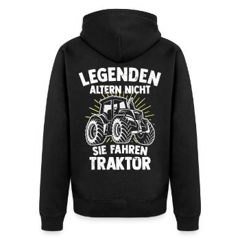 Legends drive a farmer's tractor - Unisex Premium Organic Zip Hoodie - black - Back - Nico (187cm)