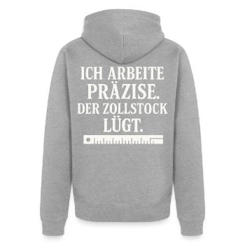 Handwerker Spruch Zollstock - Unisex Premium Bio Zip Hoodie - Grau meliert - Hinten - Nico (187cm)