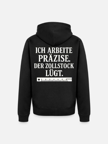 Craftsman Saying Folding Rule - Unisex Premium Organic Zip Hoodie - black