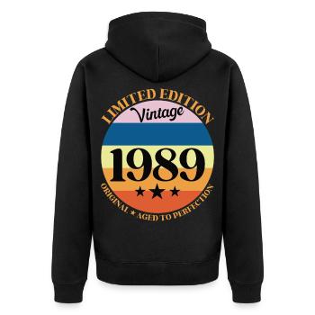 1989 Anniversaire Vintage Cadeau d'Anniversaire 89 - Veste à capuche bio Premium Unisexe - noir - Dos - Nico (187cm)