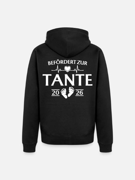 Baby Shower 2026 - Promoted to Aunt - Unisex Premium Organic Zip Hoodie - black
